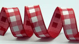 PerpetualRibbons Checks 10 Yards 1.5 inch Red & White Buffalo Check - Wired Canvas Ribbon 10 Yards Wired Buffalo Check | Perpetual Ribbons
