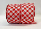 PerpetualRibbons Checks 10 Yards 1.5 or 2.5 Inch Red & White Basketweave Ribbon - DISCONTINUED PRINT 10 Yards of Wired Basketweave Ribbon | Perpetual Ribbons