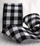 PerpetualRibbons Checks 2.5" DOUBLE SIDED Black & White Buffalo Check Wired Ribbon - 10 Yards 10 Yards Wired Check Ribbon | Perpetual Ribbons