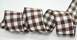 PerpetualRibbons Checks 2.5 inch Brown & White Buffalo Check Wired Ribbon - 10 Yards 10 Yards Wired Buffalo Check Ribbon | Perpetual Ribbons