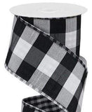 PerpetualRibbons Checks 2.5" Reversible Black & White Large/Small Buffalo Check Wired Ribbon - 10 Yards 10 Yards Wired Check Ribbon | Perpetual Ribbons