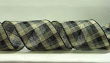 PerpetualRibbons Checks 4 inch Multi Check Ribbon in Black, Charcoal & Sand - 10 Yards