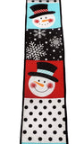 PerpetualRibbons Christmas Characters 2.5 inch Wired Christmas Ribbon - Various Blocks with Snowman Faces, Dots & Snowflakes - Snowman Ribbon - 10 Yards
