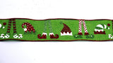 PerpetualRibbons Christmas Characters 5 Yards Wired Christmas Ribbon ~ 2.5 inch Elf Legs and Hats on Lime Green Canvas Like Ribbon ~ Christmas Tree, Craft & Home Decor Ribbon