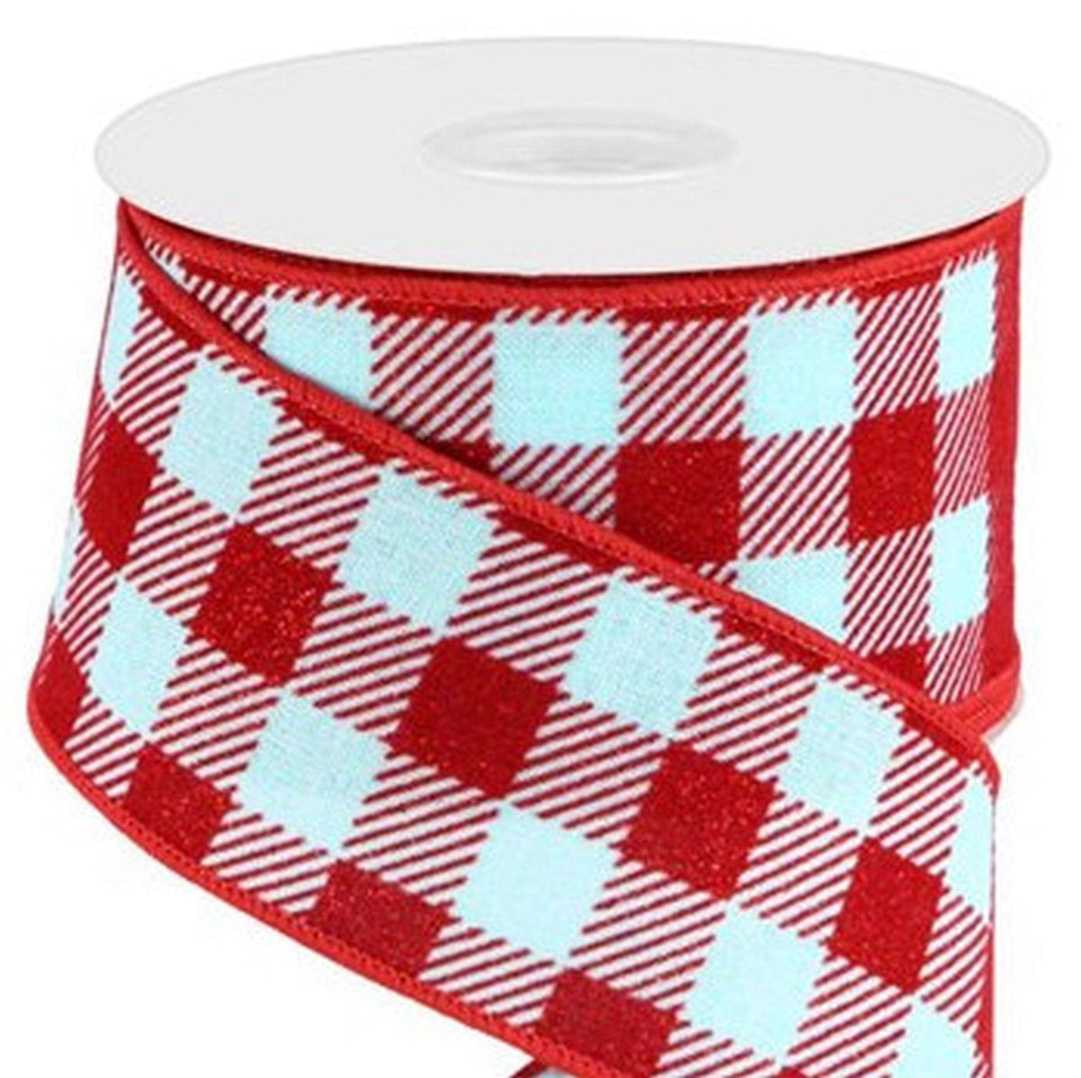 Wired Ribbon * Glitter Gingham * Red and White * 2.5 x 10 Yards Canva –  Personal Lee Yours