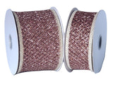 PerpetualRibbons Christmas Glitter 1.5 or 2.5" Elegant Blush Mesh with Gold Foiled Edge - Wired Christmas Ribbon