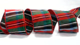 PerpetualRibbons Christmas Plaid 2.5 inch Cotton Red & Green Faux Dupioni Plaid / Tartan ribbon - 10 Yards 10 Yard Roll of Specialty Christmas Ribbon | Perpetual Ribbons