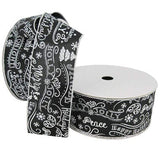 PerpetualRibbons Christmas Words 2.5 inch Wired Chalkboard Holiday Ribbon - 5 Yards