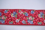 PerpetualRibbons Floral 2.5 Yards Thick Red Ribbon with Succulent Cranberries & Flowers - 10 Yards 10 Yards Wired Ribbon | Perpetual Ribbons