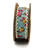 PerpetualRibbons Floral Blue 1 inch Wide French Country Cottage Style Floral Lace - 10 Yards