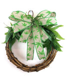 PerpetualRibbons Floral "Fun Christmas Ribbon" 2.5 inch Wired Natural Canvas "Urban Leaf" Ribbon - 10 Yards