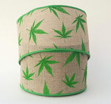 PerpetualRibbons Floral Fun Leaf Christmas Tree Decor - 2.5 inch "Urban Leaf" Ribbon Kit - Ganja Ribbon Decor - 3 / 10 Yard Rolls Cannabis Leaf Ribbon Kit - 3 / 10 Yard Rolls | Perpetual Ribbons