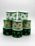 PerpetualRibbons Floral Fun Leaf Christmas Tree Decor - 2.5 inch "Urban Leaf" Ribbon Kit - Ganja Ribbon Decor - 3 / 10 Yard Rolls Cannabis Leaf Ribbon Kit - 3 / 10 Yard Rolls | Perpetual Ribbons