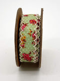 PerpetualRibbons Floral Green 1 inch Wide French Country Cottage Style Floral Lace - 10 Yards