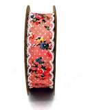 PerpetualRibbons Floral Pink 1 inch Wide French Country Cottage Style Floral Lace - 10 Yards