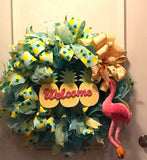 PerpetualRibbons Food 2.5 Inch Yellow Pineapples on Robins Egg Blue Canvas Ribbon - Wired Summer Ribbon - 10 Yards