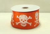 PerpetualRibbons Halloween 2.5 inch Wired Halloween Skull & Crossbones Ribbon - 10 Yards