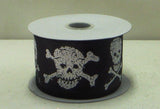 PerpetualRibbons Halloween 2.5 inch Wired Halloween Skull & Crossbones Ribbon - 10 Yards