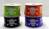 PerpetualRibbons Halloween 2.5 inch Wired Halloween Skull & Crossbones Ribbon - 10 Yards