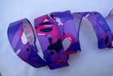 PerpetualRibbons Misc Ribbon 1.5 inch Wired Purple Ribbon with Hot Pink & White Accents - 5 yards