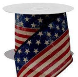 PerpetualRibbons Patriotic Ribbon 10 Yards 2.5 inch Vintage Flag Ribbon in Red, Tan & Blue