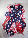 PerpetualRibbons Patriotic Ribbon 2.5 inch Wired Blue Canvas Ribbon w/Large White Stars - 10 yards