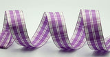 PerpetualRibbons Plaid 1.5 inch Lavender & White Spring Plaid Ribbon - 5 Yards