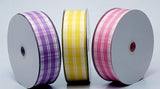 PerpetualRibbons Plaid 1.5 inch Yellow & White Spring Plaid Ribbon - 5 Yards