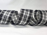PerpetualRibbons Plaid 2.5 inch Black & White or Red & Black Satin Tartan Ribbon - 10 Yards