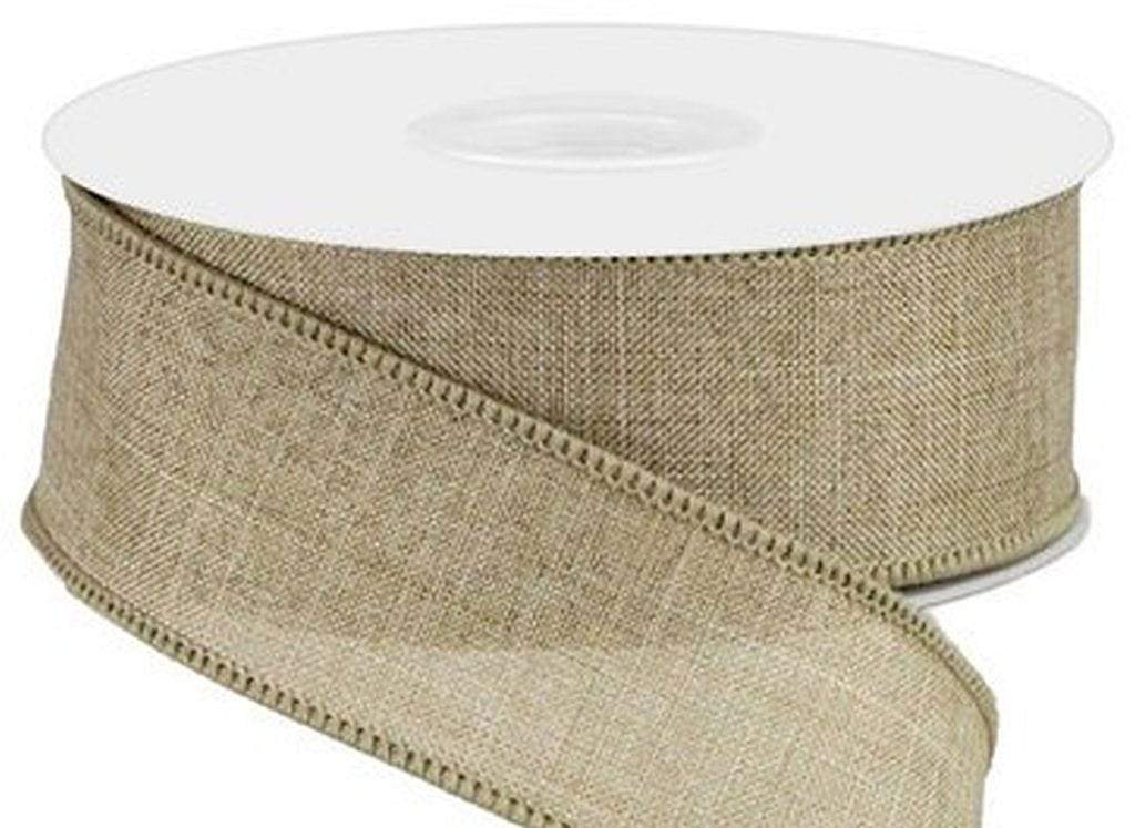 2.5 inch Solid Light Beige Canvas Ribbon - Wired Craft Ribbon - 10 Yards