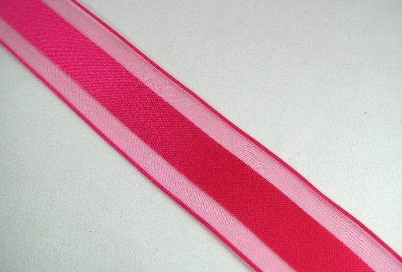 Pink and red stripe 2.5” wired ribbon x 100 feet
