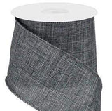 PerpetualRibbons Solids 2.5 1.5" or 2.5" Dark Grey Canvas Ribbon - 10 Yards