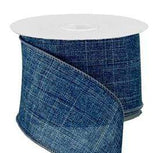 PerpetualRibbons Solids 2.5" 1.5 or 2.5" Wired Canvas Denim Ribbon - 10 Yards