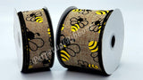PerpetualRibbons Spring 1.5 or 2.5 Inch Wired Natural Bumble Bee Ribbon - 5 Yards Wired Natural Ribbon | Perpetual Ribbons