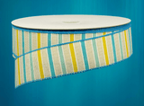 PerpetualRibbons Stripes 1.5 inch Cream Canvas Wired Ribbon - Turquoise Blue, Light Blue, Yellow & White Horizontal Striped Wired Ribbon - 5 Yards