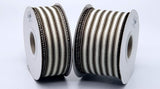 PerpetualRibbons Stripes 1.5 inch or 2.5 inch Chocolate Brown & Cream Striped Ticking Ribbon - 10 Yards 10 Yards 1.5 or 2.5 inch Ticking Ribbon | Perpetual Ribbons