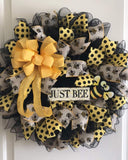 PerpetualRibbons Summer 2.5 inch Wired Natural Ribbon Featuring Scattered Bumble Bees - 10 Yards