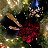 PerpetualRibbons Velvet d.stevens 2.5" Emerald Green Velvet Christmas Ribbon with Gold Edges & Back - 10 Yards