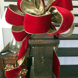 PerpetualRibbons Velvet d.stevens 2.5" Emerald Green Velvet Christmas Ribbon with Gold Edges & Back - 10 Yards