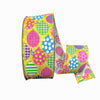 Happy Birthday / Party Wired Ribbon - 2.5" x 50 Yards Yellow Canvas Ribbon with Various Colored Balloons