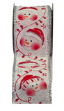 C&S Ribbons Christmas Characters 3 Blushing Snowmen on White Satin Ribbon - 2.5" x 10 yds - Wired Christmas Ribbon 3 Blushing Snowmen on White Satin Ribbon - 2.5" x 10 yds - Wired Christmas Ribbon
