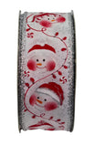 C&S Ribbons Christmas Characters 3 Blushing Snowmen on White Satin Ribbon - 2.5" x 50 yds - Wired Christmas Ribbon 3 Blushing Snowmen on White Satin Ribbon - 2.5" x 50 yds - Wired Christmas Ribbon
