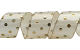 C&S Ribbons Christmas Cream Satin Ribbon with Gold Dots - 2.5" x 10 yds - Christmas Ribbon for Wreaths & Bows Cream Satin Ribbon with Gold Dots - 2.5" x 10 yds - Christmas Ribbon for Wreaths & Bows