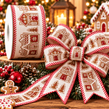 C&S Ribbons Christmas Gingerbread House Ribbon - 2.5" x 10 Yds - Wired Christmas Ribbon Gingerbread House Ribbon - 2.5" x 10 Yds - Wired Christmas Ribbon
