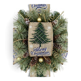 C&S Ribbons Christmas Green & Gold Glitter Plaid Christmas Trees on Natural Canvas - 2.5" x 10 yds - Wired Christmas Ribbon Green & Gold Glitter Plaid Christmas Trees on Natural Canvas - 2.5" x 10 yds - Wired Christmas Ribbon