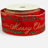 C&S Ribbons Christmas Red Satin Ribbon with Gold & Green "Merry Christmas" Greetings - 2.5" x 10 yds -Wired Christmas Ribbon Red Satin Ribbon with Gold & Green "Merry Christmas" Greetings - 2.5" x 10 yds -Wired Christmas Ribbon