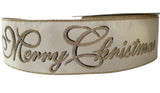 C&S Ribbons Christmas Words Merry Christmas Ribbon – 2.5" x 10 yds - Cream Satin with Gold Glitter Script – Elegant Wired Christmas Ribbon Merry Christmas Ribbon – 2.5" x 10 yds - Cream Satin with Gold Glitter Script – Elegant Wired Christmas Ribbon
