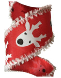 C&S Ribbons Christmas Words Red Satin Ribbon with White Reindeer, 1.5" x 10 yds - Wired Christmas Ribbon Red Satin Ribbon with White Reindeer, 1.5" x 10 yds - Wired Christmas Ribbon