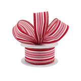 Expressions / RG Ribbon Christmas Red & White Glitter Striped Ticking Ribbon - 1.5" x 10 yards - Wired Christmas Ribbon Red & White Glitter Striped Ticking Ribbon - 1.5" x 10 yards - Wired Christmas Ribbon