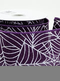 Expressions / RG Ribbon Ribbons & Trim 2.5" x 10yd Purple Ribbon with Silver Spiderwebs, Halloween Ribbon 2.5" x 10yd Purple Ribbon with Silver Spiderwebs, Halloween Ribbon